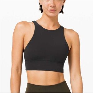 LULULEMON high neck energy sports bra strappy medium support black size 12